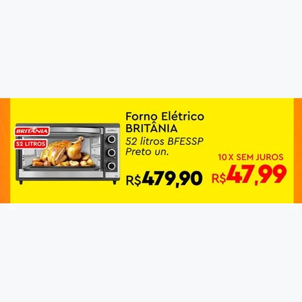 Forno Elétrico 52 Litros Bfessp Preto BRITÂNIA