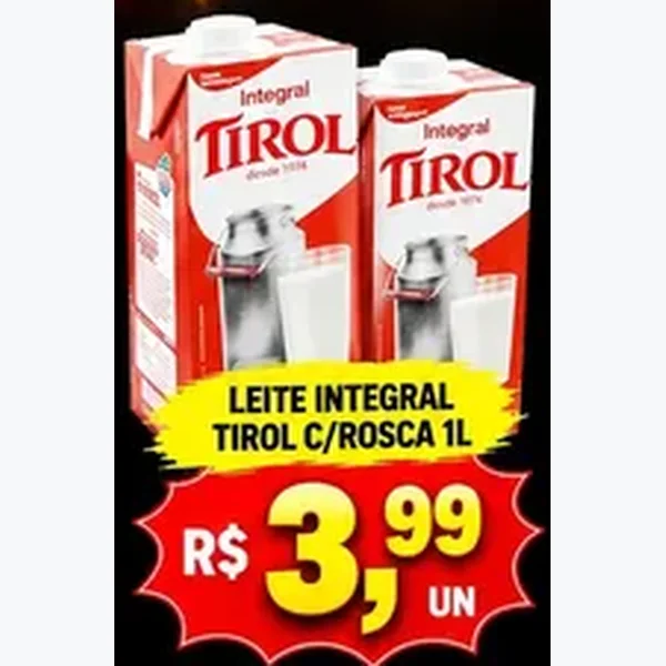 Recorte do encarte de Leite Integral Tirol 1 L