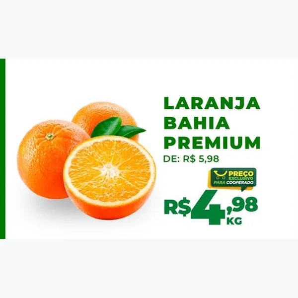 Recorte do encarte de Laranja Bahia Premium