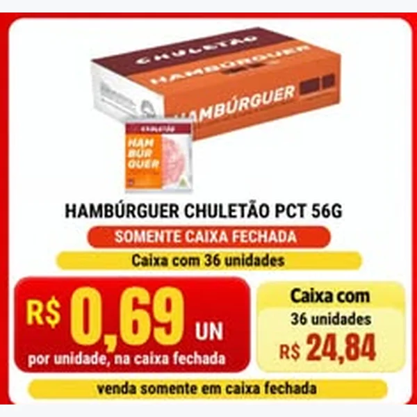 Recorte do encarte de Hambúrguer Chuletão 56 g