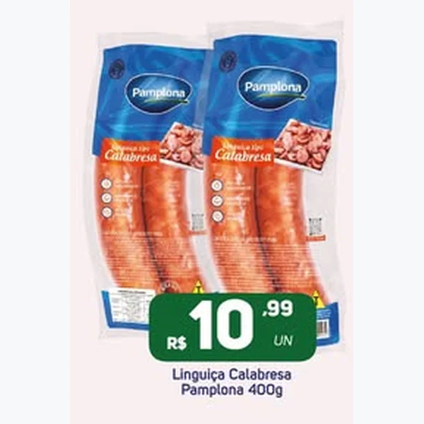 Recorte do encarte de Linguica Calabresa Pamplona 400 g
