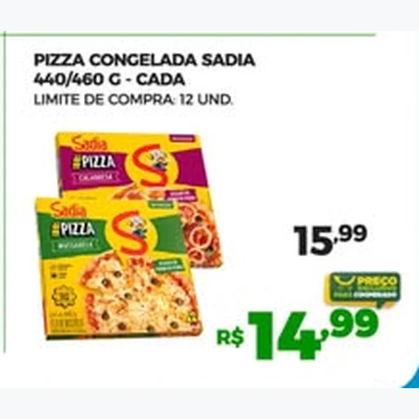 Recorte do encarte de Pizza Congelada Sadia 460 g