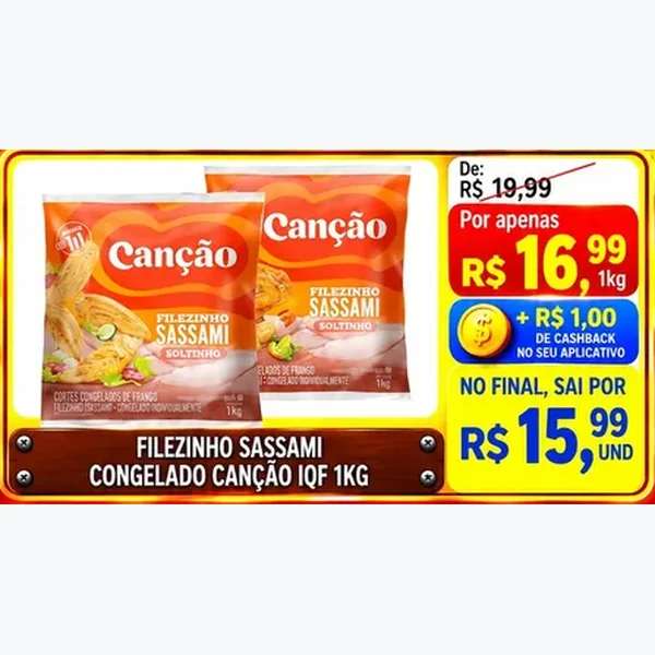 Filézinho Sassami Congelado Iqf Canção 1 kg