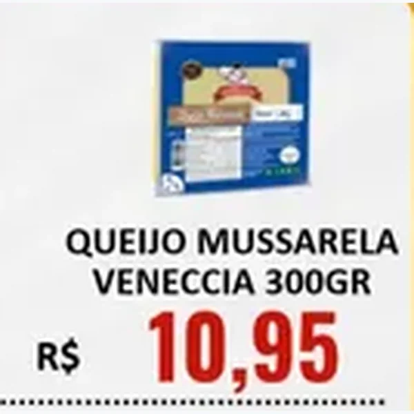 Recorte do encarte de Queijo Mussarela Veneccia 300 g