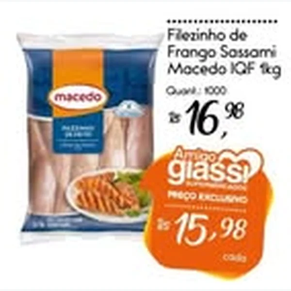 Filézinho de Frango Sassami Iqf Macedo 1 kg