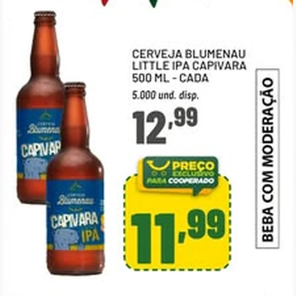 Recorte do encarte de Cerveja Little Ipa Capivara Blumenau 500 ml