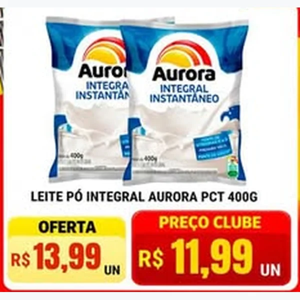 Recorte do encarte de Leite em Pó Integral Instantâneo Aurora 400 g