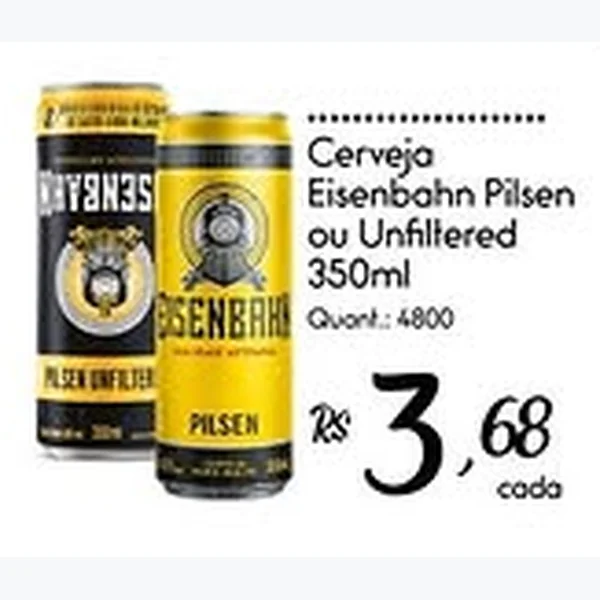 Recorte do encarte de Cerveja Pilsen Ou Unfiltered Eisenbahn 350 ml