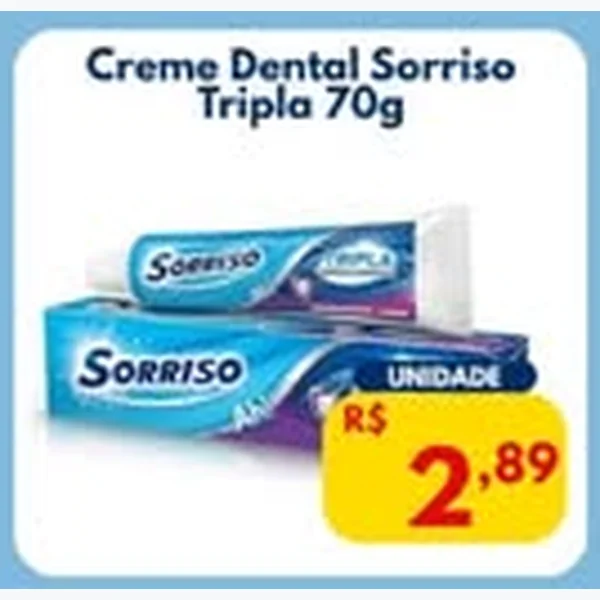 Recorte do encarte de Creme Dental Tripla Sorriso 70 g