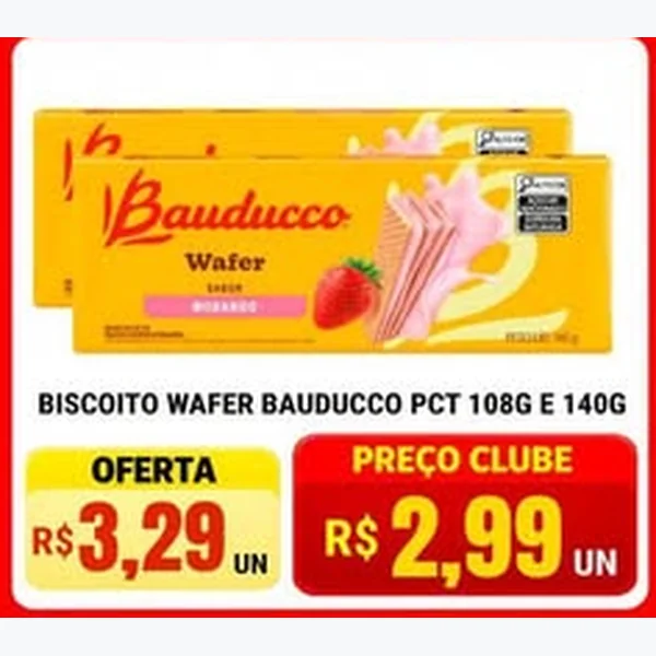 Recorte do encarte de Biscoito Wafer Bauducco 108 g