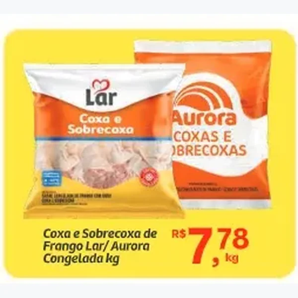 Recorte do encarte de Coxa e Sobrecoxa de Frango Congelada Aurora