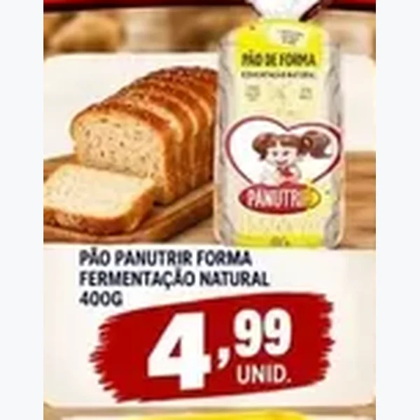 Recorte do encarte de Pão de Forma Fermentação Natural Panutri 400 g