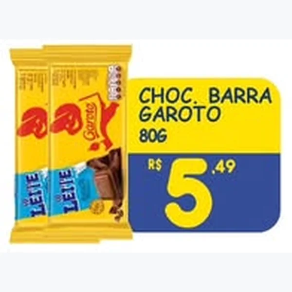 Recorte do encarte de Chocolate em Barra Garoto 80 g