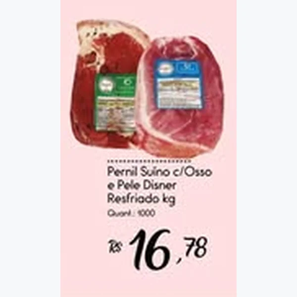 Recorte do encarte de Pernil Suíno C/osso e Pele Disner