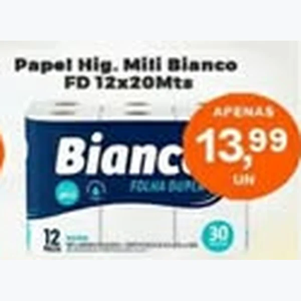 Papel Higiênico Mili Bianco 12 un × 20 un