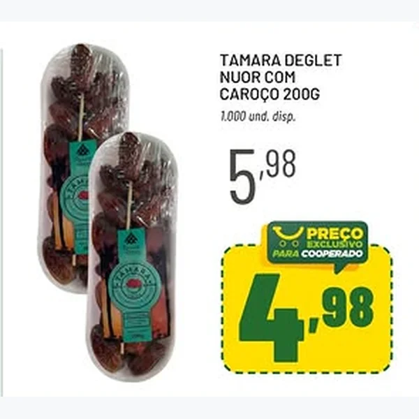 Recorte do encarte de Tâmara Deglet Nuor com Caroço 200 g