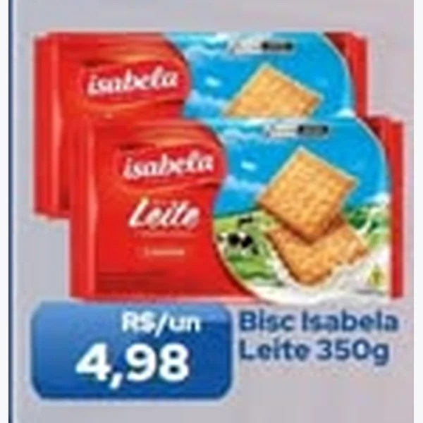 Recorte do encarte de Biscoito Leite Isabela 350 g