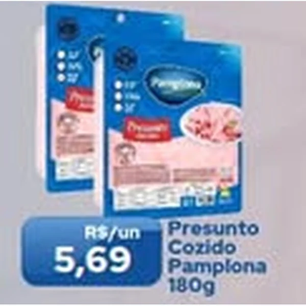 Recorte do encarte de Presunto Cozido Pamplona 180 g