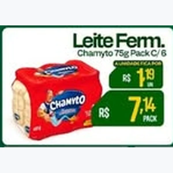 Recorte do encarte de Leite Fermentado Chamyto 6 un × 75 g