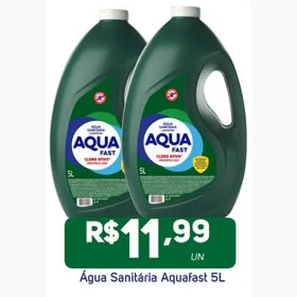 Recorte do encarte de Água Sanitária Aquafast 5 L