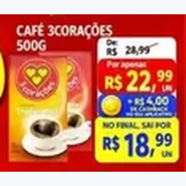 Recorte do encarte de Café 3Corações 500 g