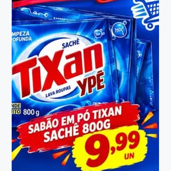 Recorte do encarte de Sabão em Pó Tixan Ypê 800 g