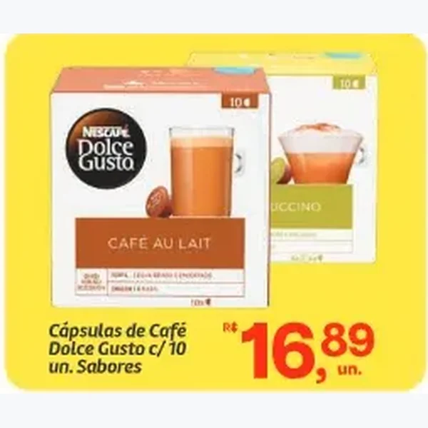 Recorte do encarte de Cápsulas de Café Dolce Gusto 10 un