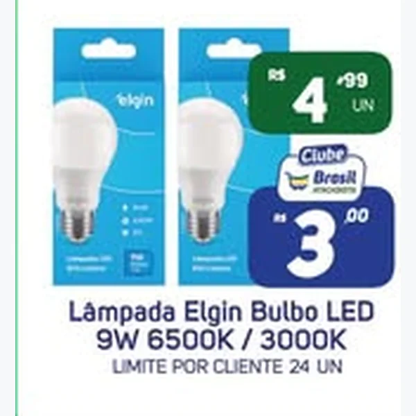 Recorte do encarte de Lâmpada Bulbo Led 9w Elgin