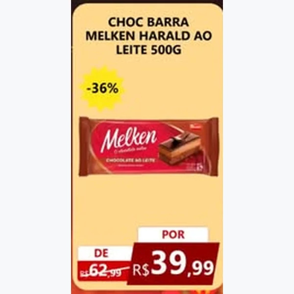 Recorte do encarte de Barra de Chocolate ao Leite Harald 500 g