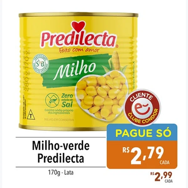 Recorte do encarte de Milho-verde Predilecta 170 g