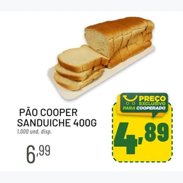 Recorte do encarte de Pão Sanduiche Cooper 400 g