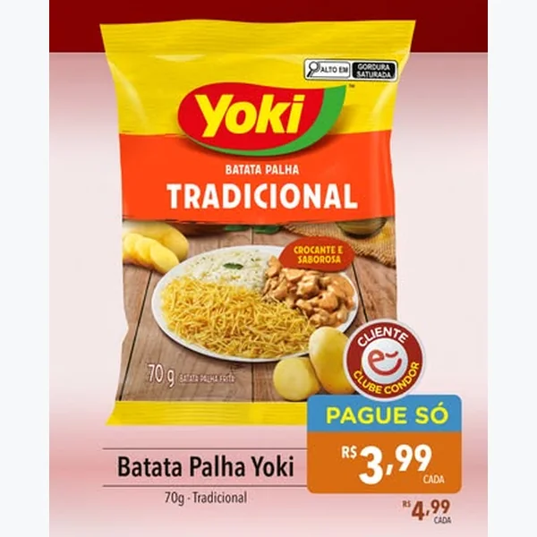 Recorte do encarte de Batata Palha Tradicional Yoki 70 g