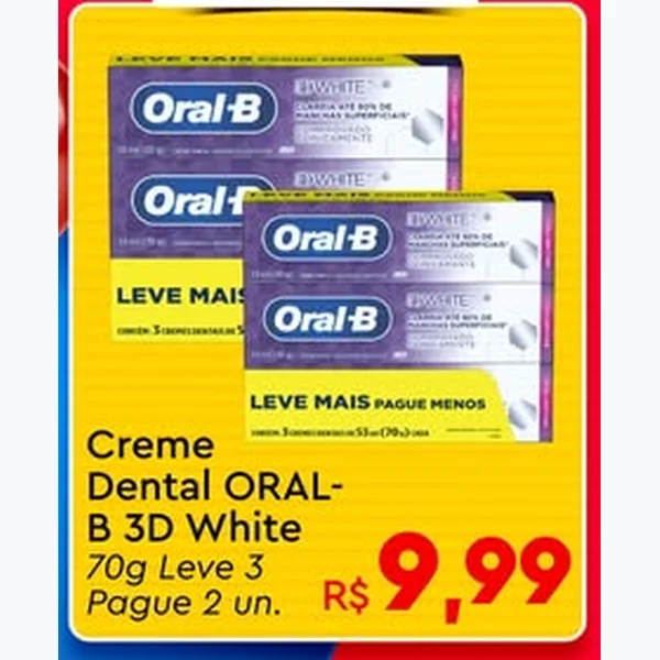 Recorte do encarte de Creme Dental 3d White Oral-B 70 g