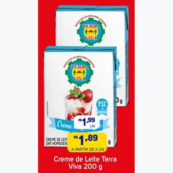 Recorte do encarte de Creme de Leite Uht Terra Viva 200 g