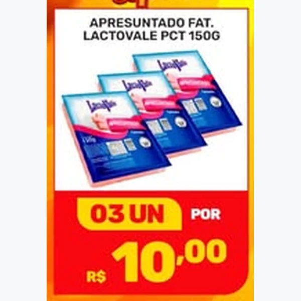 Recorte do encarte de Apresuntado Fatiado Lactovale 150 g