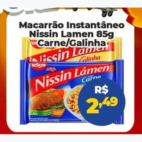 Recorte do encarte de Macarrão Instantâneo Carne Nissin 85 g