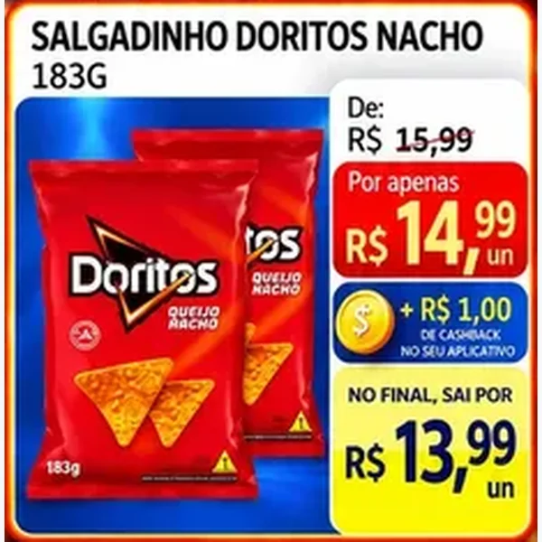 Recorte do encarte de Salgadinho Nacho Doritos 183 g