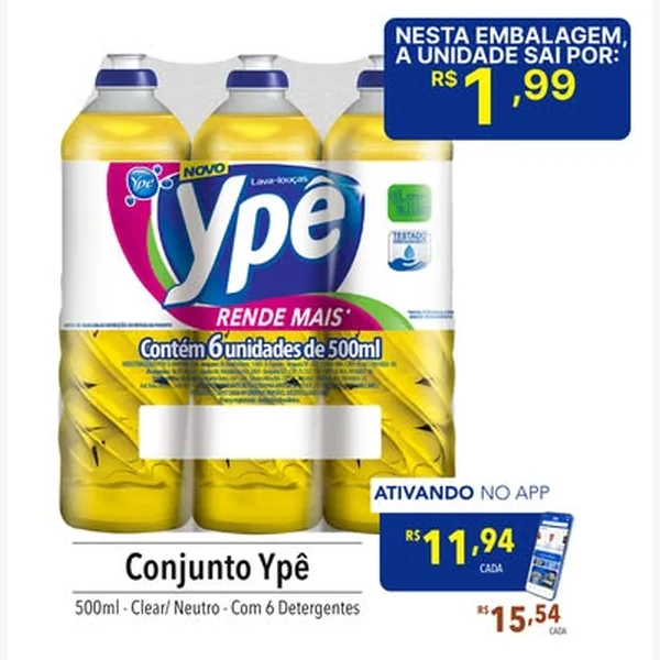 Recorte do encarte de Detergente Lava-louças Ypê 6 un × 500 ml