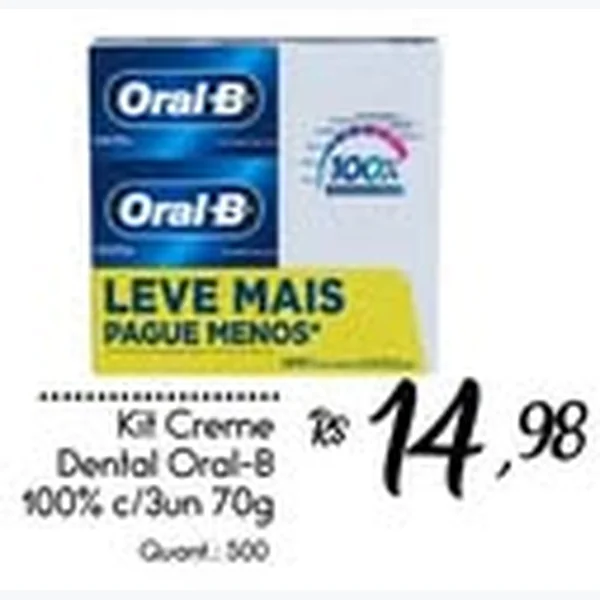 Recorte do encarte de Kit Creme Dental Oral-B 3 un × 70 g
