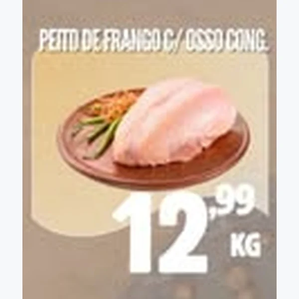 Recorte do encarte de Peito de Frango com Osso Congelado