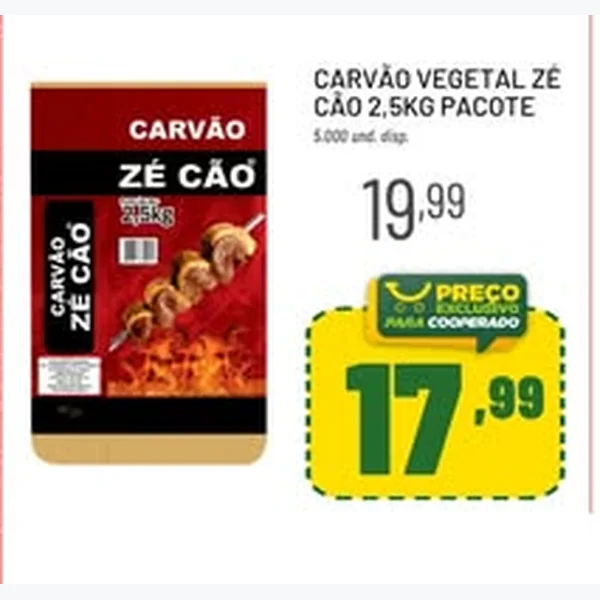 Recorte do encarte de Carvão Vegetal Zé Cão 2,5 kg
