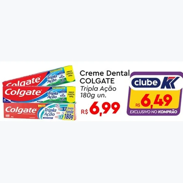 Recorte do encarte de Creme Dental Tripla Ação Colgate 180 g