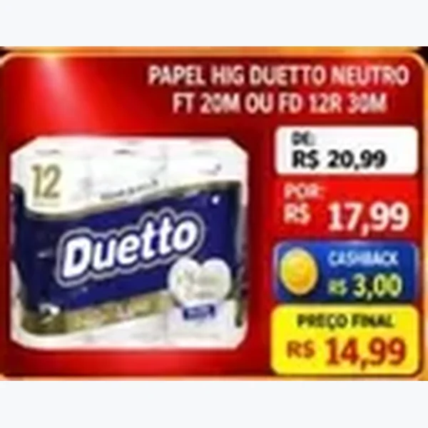 Papel Higiênico Neutro Duetto 12 un × 30 un