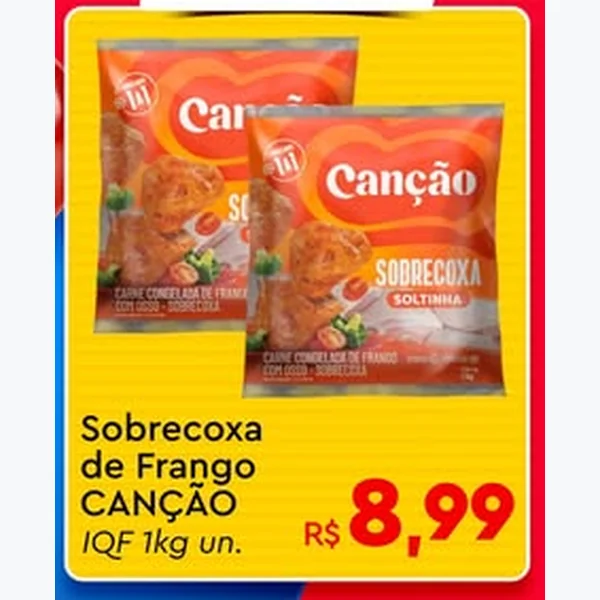 Recorte do encarte de Sobrecoxa de Frango Iqf Canção 1 kg