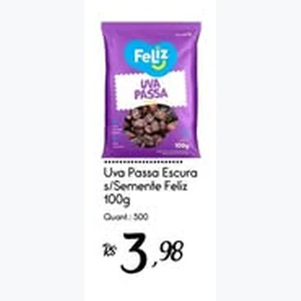 Uva Passa Escura S/semente Feliz 100 g