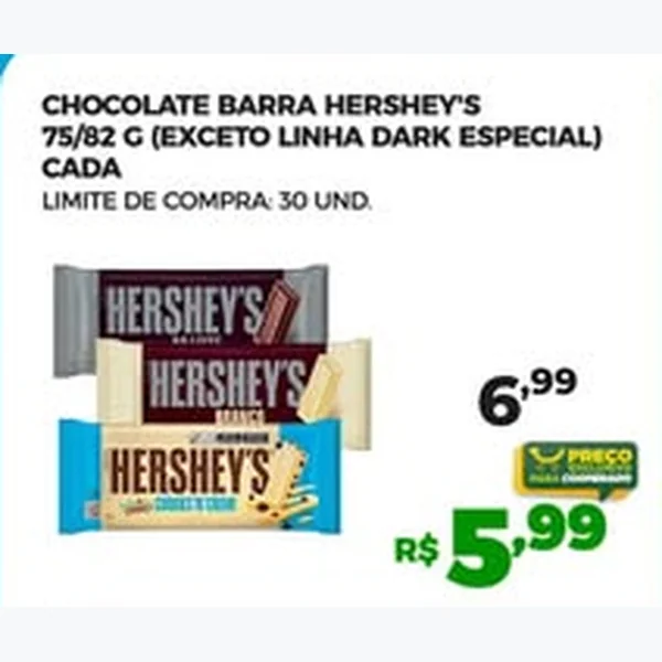 Recorte do encarte de Chocolate Barra Hershey's 82 g
