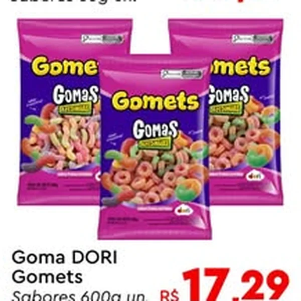 Recorte do encarte de Goma Gomets Dori 600 g