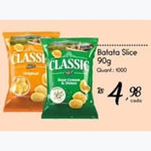 Recorte do encarte de Batata Slice 90 g