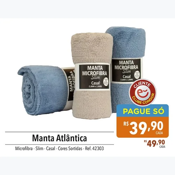 Manta Microfibra Slim Casal Atlântica