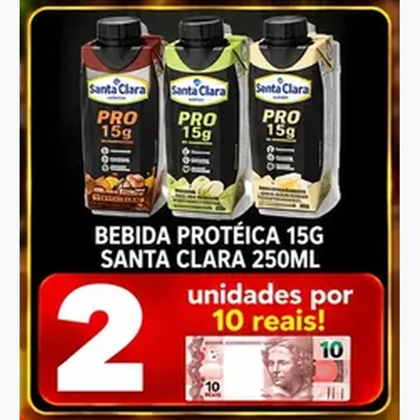 Recorte do encarte de Bebida Protéica 15g Santa Clara 250 ml